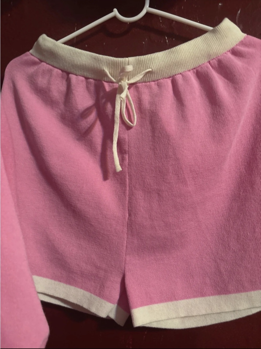 Pink Knit Shorts with Cream Trim - Picture 5 of 8